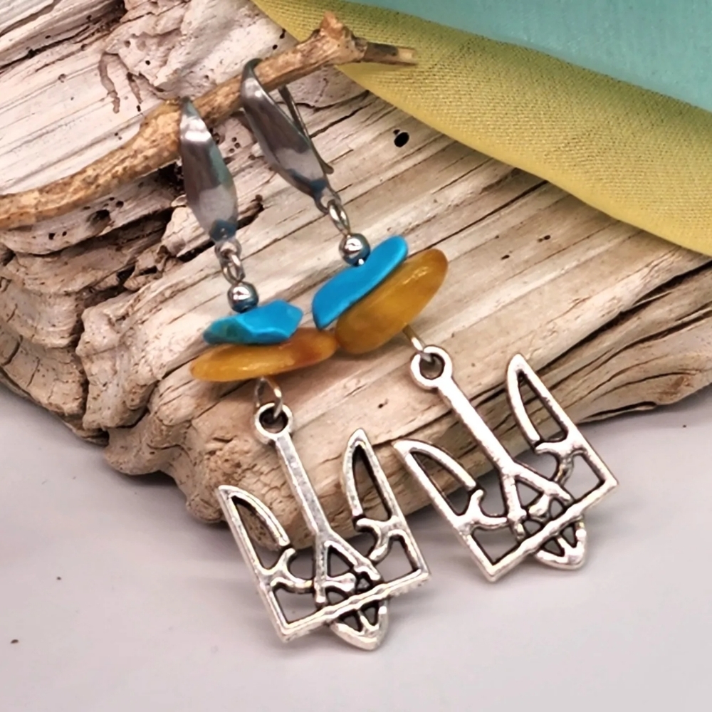 🇺🇦 Earrings WITH NATURAL RAW AMBER